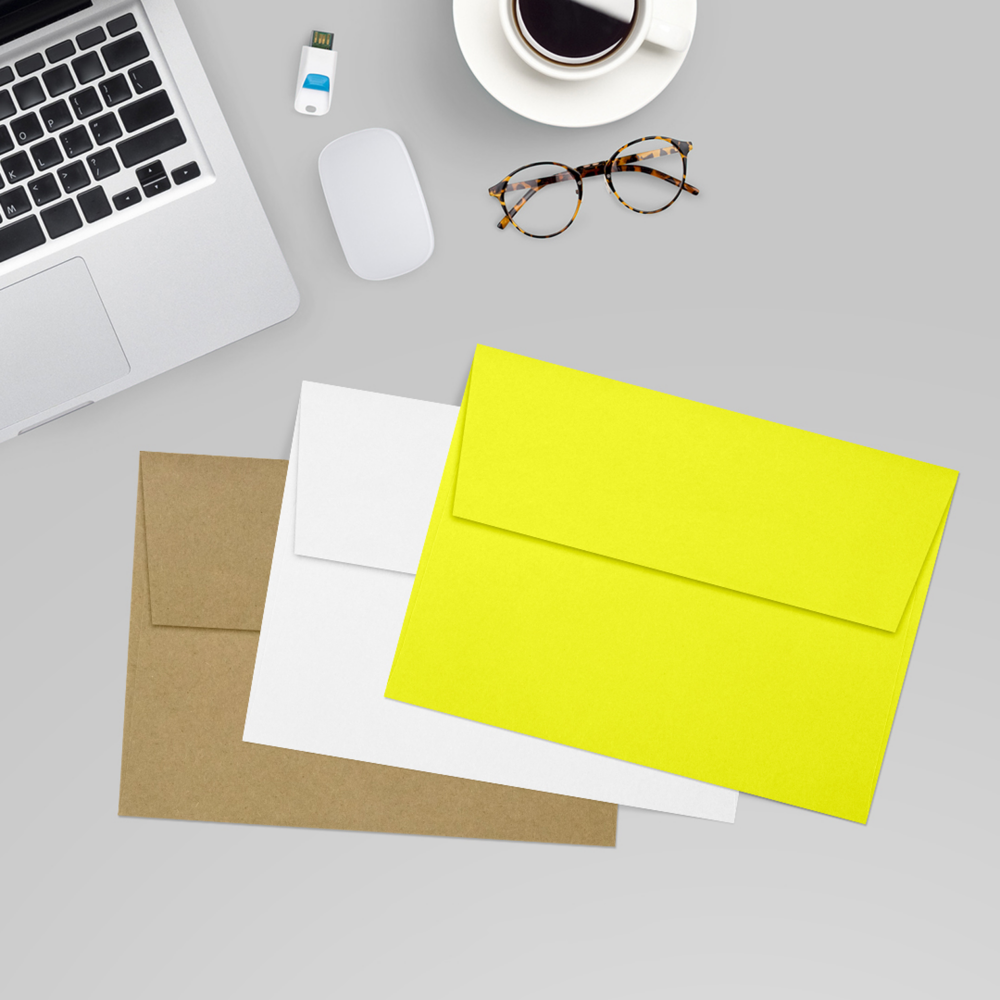 Citrus Yellow 32lb A7 Invitation Envelopes (5 1/4 x 7 1/4) with Peel & Seal