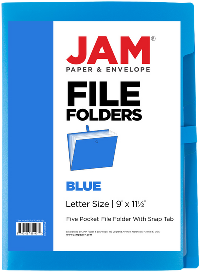 Blue with Clear Inside Letter Size File Folders with Snap Tab