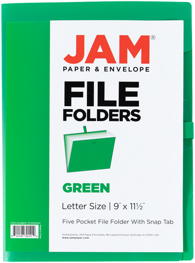 Green with Clear Inside Letter Size File Folders with Snap Tab