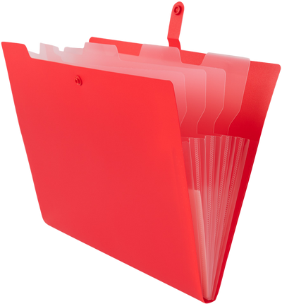 Red with Clear Inside Letter Size File Folders with Snap Tab
