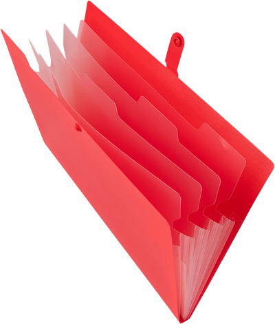 Red with Clear Inside Letter Size File Folders with Snap Tab