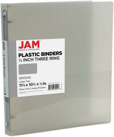 Smoke Gray Plastic 1/2 Inch 3-Ring Binder