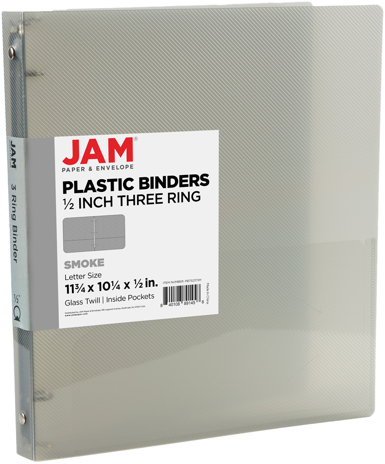 Smoke Gray Plastic 1/2 Inch 3-Ring Binder