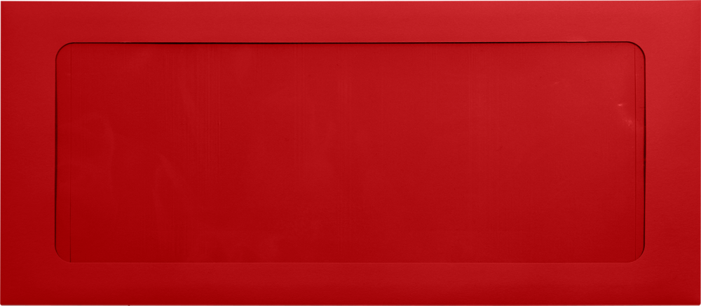 Red 32lb #10 Full Face Window Envelopes (4 1/8 x 9 1/2) with Peel & Seal