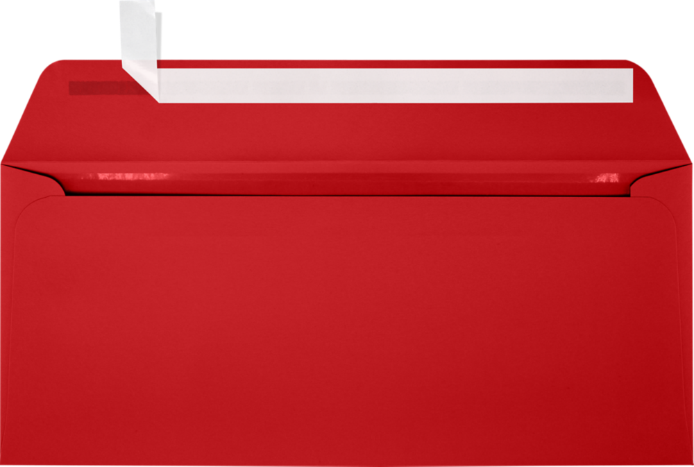 Red 32lb #10 Full Face Window Envelopes (4 1/8 x 9 1/2) with Peel & Seal