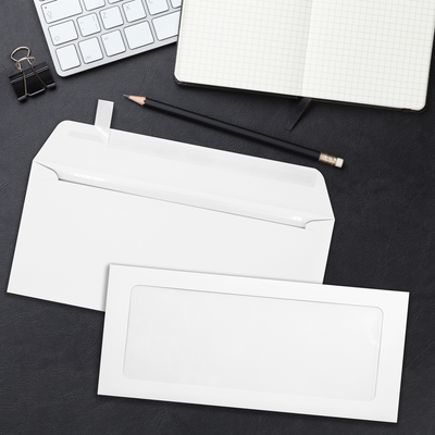 White 32lb Cougar #10 Full Face Window Booklet Premium Envelopes (4 1/8 x 9 1/2)