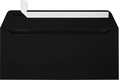 Smooth Midnight Black 32lb #10 Full Face Window Envelopes (4 1/8 x 9 1/2) with Peel & Seal