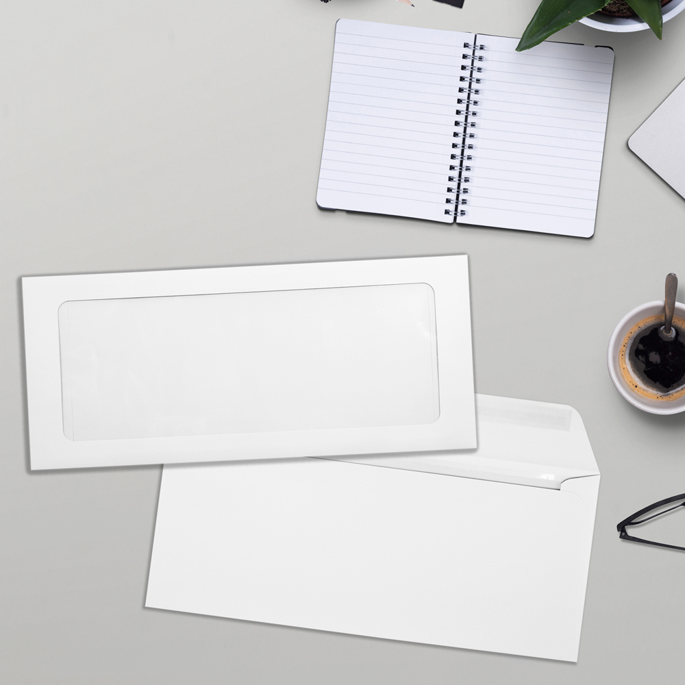 White 28lb #10 Full Face Window Envelopes (4 1/8 x 9 1/2)