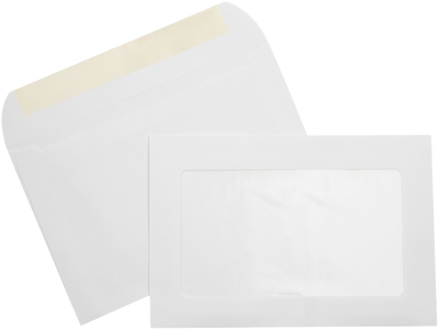 White 28lb 6 x 9 Full Face Window Envelopes