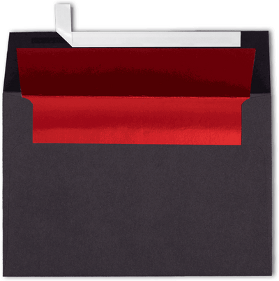 Smooth Midnight Black with Red Foil Lining 32lb A4 Invitation Envelopes (4 1/4 x 6 1/4) with Peel & Seal