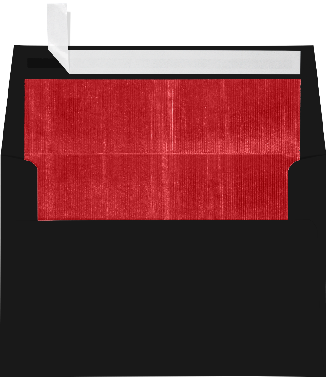 Smooth Midnight Black with Red Foil Lining 32lb A4 Invitation Envelopes (4 1/4 x 6 1/4) with Peel & Seal