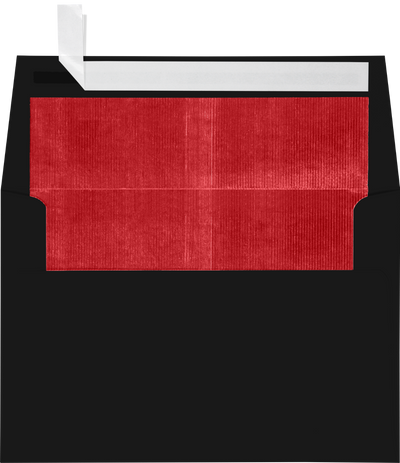 Smooth Midnight Black with Red Foil Lining 32lb A4 Invitation Envelopes (4 1/4 x 6 1/4) with Peel & Seal