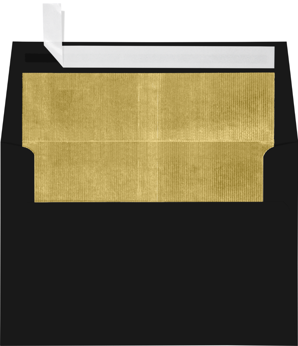Smooth Midnight Black with Gold Foil Lining 32lb A4 Invitation Envelopes (4 1/4 x 6 1/4) with Peel & Seal