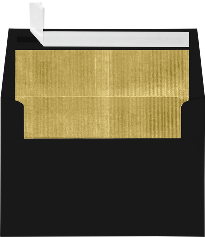 Smooth Midnight Black with Gold Foil Lining 32lb A4 Invitation Envelopes (4 1/4 x 6 1/4) with Peel & Seal