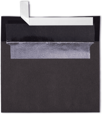 Black with Silver Foil Lining 32lb A7 Invitation Envelopes (5 1/4 x 7 1/4) with Peel & Seal