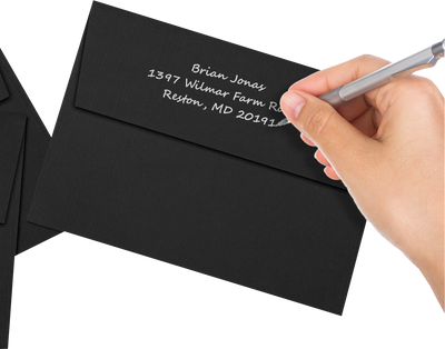 Black with Silver Foil Lining 32lb A7 Invitation Envelopes (5 1/4 x 7 1/4) with Peel & Seal