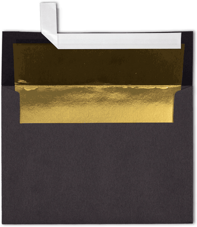 Smooth Midnight Black with Gold Foil Lining 32lb A7 Invitation Envelopes (5 1/4 x 7 1/4) with Peel & Seal