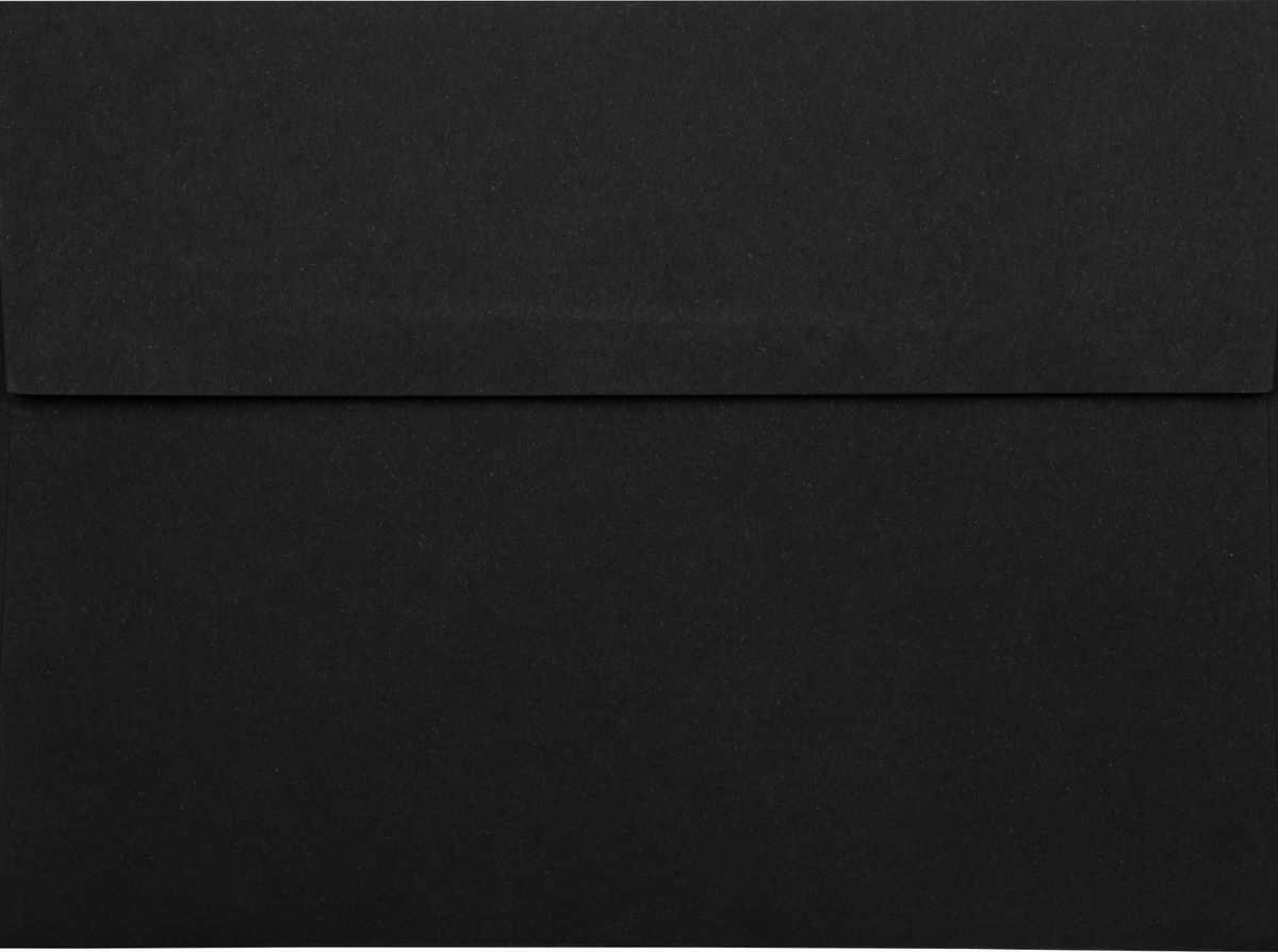 Smooth Midnight Black with Gold Foil Lining 32lb A7 Invitation Envelopes (5 1/4 x 7 1/4) with Peel & Seal