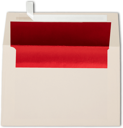 Natural with Red Foil Lining 28lb A4 Invitation Envelopes (4 1/4 x 6 1/4) with Peel & Seal