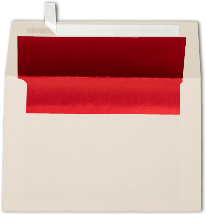 Natural with Red Foil Lining 28lb A4 Invitation Envelopes (4 1/4 x 6 1/4) with Peel & Seal
