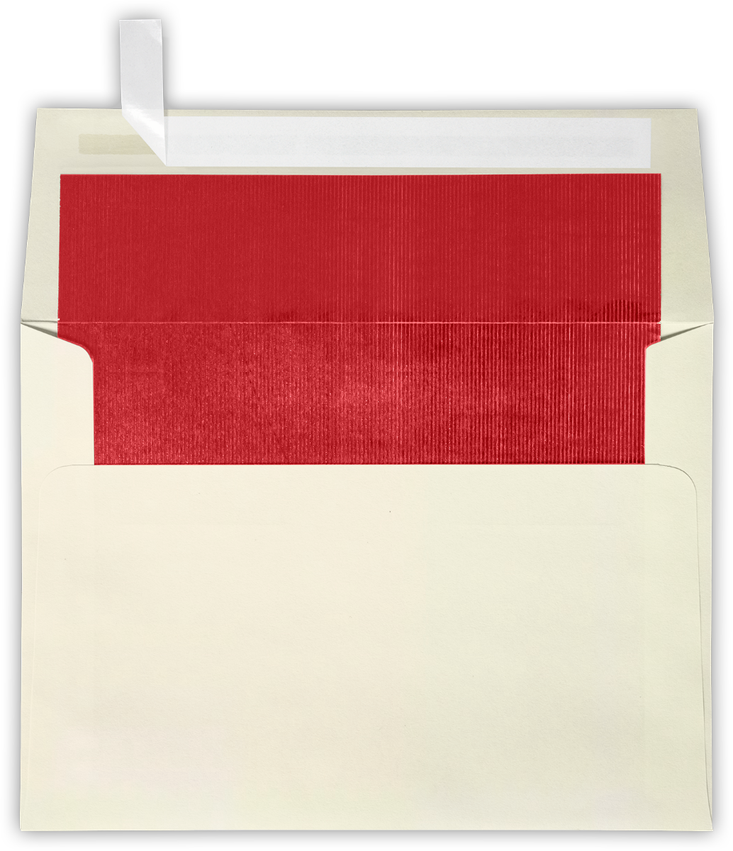Natural with Red Foil Lining 28lb A7 Invitation Envelopes (5 1/4 x 7 1/4) with Peel & Seal