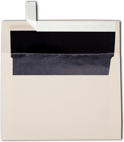 Natural with Black Foil Lining 28lb A7 Invitation Envelopes (5 1/4 x 7 1/4) with Peel & Seal