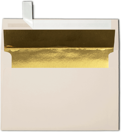 Natural with Gold Foil Lining 28lb A8 Invitation Envelopes (5 1/2 x 8 1/8) with Peel & Seal