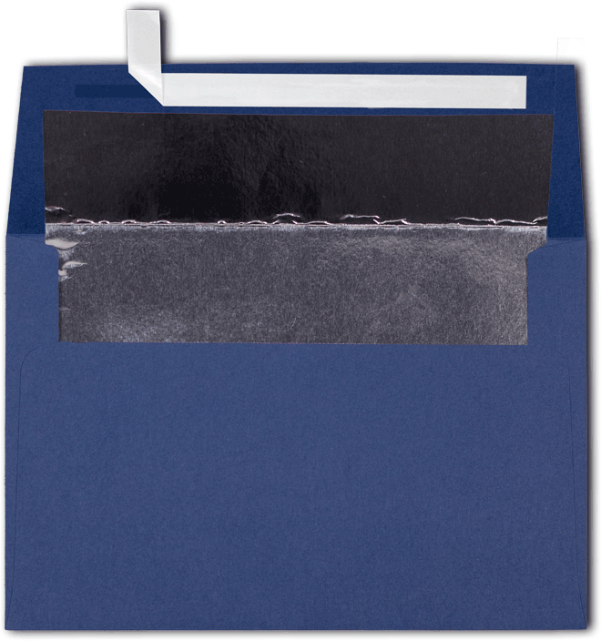 Navy Blue with Silver Foil Lining 32lb A4 Invitation Envelopes (4 1/4 x 6 1/4) with Peel & Seal
