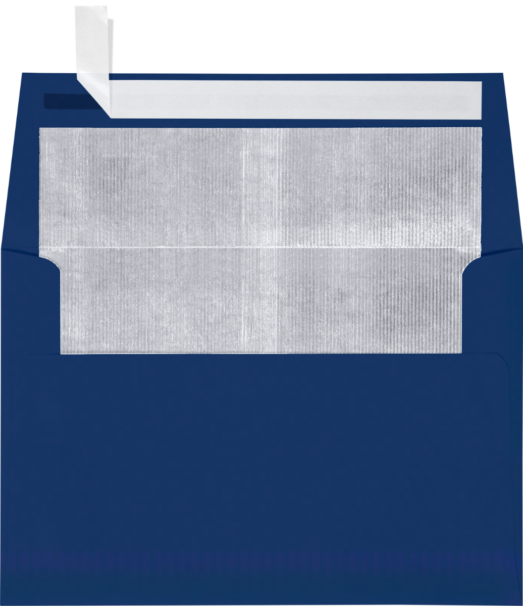 Navy Blue with Silver Foil Lining 32lb A4 Invitation Envelopes (4 1/4 x 6 1/4) with Peel & Seal