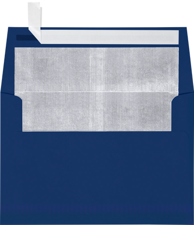 Navy Blue with Silver Foil Lining 32lb A4 Invitation Envelopes (4 1/4 x 6 1/4) with Peel & Seal