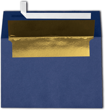 Navy Blue with Gold Foil Lining 32lb A4 Invitation Envelopes (4 1/4 x 6 1/4) with Peel & Seal