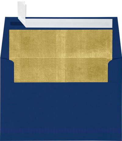 Navy Blue with Gold Foil Lining 32lb A4 Invitation Envelopes (4 1/4 x 6 1/4) with Peel & Seal