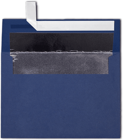 Navy Blue with Silver Foil Lining 32lb A7 Invitation Envelopes (5 1/4 x 7 1/4) with Peel & Seal