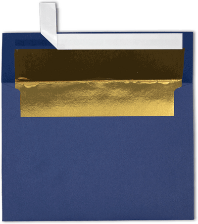 Navy Blue with Gold Foil Lining 32lb A7 Invitation Envelopes (5 1/4 x 7 1/4) with Peel & Seal
