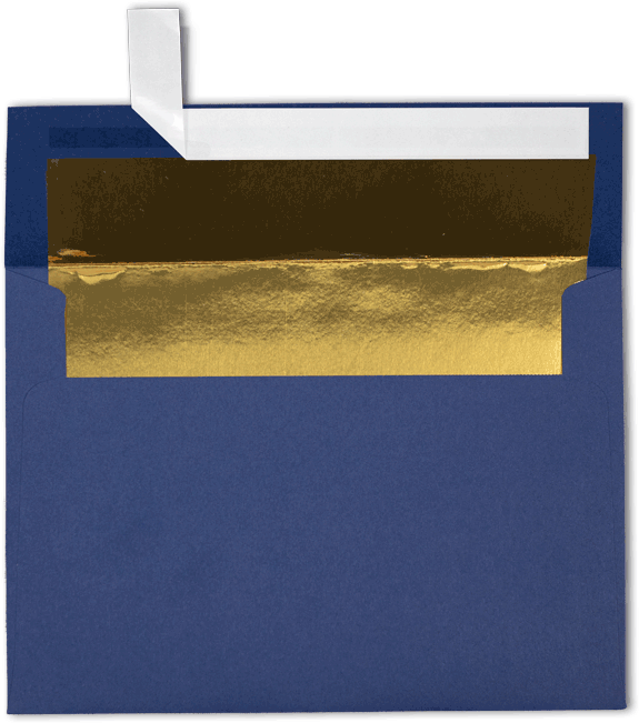 Navy Blue with Gold Foil Lining 32lb A7 Invitation Envelopes (5 1/4 x 7 1/4) with Peel & Seal