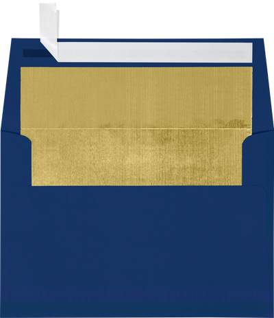 Navy Blue with Gold Foil Lining 32lb A7 Invitation Envelopes (5 1/4 x 7 1/4) with Peel & Seal