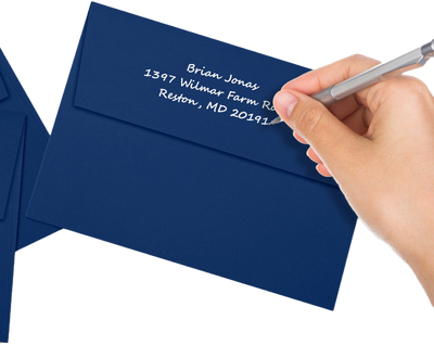 Navy Blue with Gold Foil Lining 32lb A7 Invitation Envelopes (5 1/4 x 7 1/4) with Peel & Seal