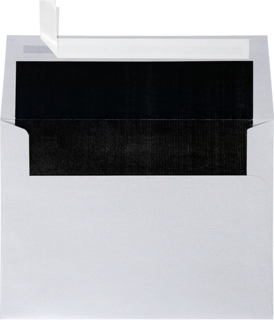 Silver with Black Foil Lining 32lb A7 Invitation Envelopes (5 1/4 x 7 1/4) with Peel & Seal