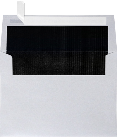 Silver with Black Foil Lining 32lb A7 Invitation Envelopes (5 1/4 x 7 1/4) with Peel & Seal
