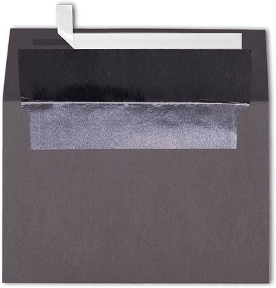 Dark Smoke Gray with Silver Foil Lining 32lb A4 Invitation Envelopes (4 1/4 x 6 1/4) with Peel & Seal