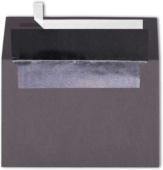 Dark Smoke Gray with Silver Foil Lining 32lb A4 Invitation Envelopes (4 1/4 x 6 1/4) with Peel & Seal