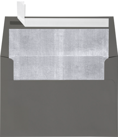 Dark Smoke Gray with Silver Foil Lining 32lb A4 Invitation Envelopes (4 1/4 x 6 1/4) with Peel & Seal