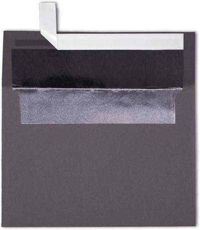 Dark Smoke Gray with Silver Foil Lining 32lb A7 Invitation Envelopes (5 1/4 x 7 1/4) with Peel & Seal