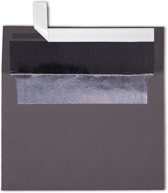 Dark Smoke Gray with Silver Foil Lining 32lb A7 Invitation Envelopes (5 1/4 x 7 1/4) with Peel & Seal