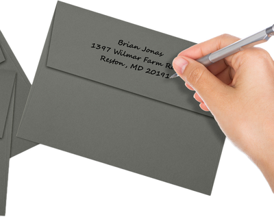 Dark Smoke Gray with Silver Foil Lining 32lb A7 Invitation Envelopes (5 1/4 x 7 1/4) with Peel & Seal