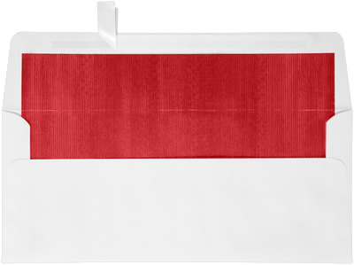White with Red Foil Lining 24lb #10 Square Flap Envelopes (4 1/8 x 9 1/2) with Peel & Seal