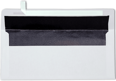 White with Black Foil Lining 24lb #10 Square Flap Envelopes (4 1/8 x 9 1/2) with Peel & Seal
