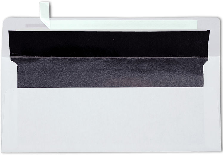 White with Black Foil Lining 24lb #10 Square Flap Envelopes (4 1/8 x 9 1/2) with Peel & Seal