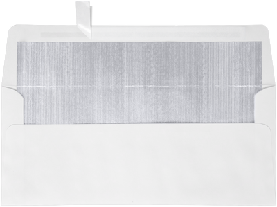 White with Silver Foil Lining 24lb #10 Square Flap Envelopes (4 1/8 x 9 1/2) with Peel & Seal