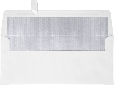 White with Silver Foil Lining 24lb #10 Square Flap Envelopes (4 1/8 x 9 1/2) with Peel & Seal